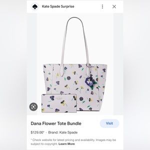 KATE SPADE DANA PANSY TOSS FLORAL PRINT ZIP SHOULDER TOTE BAG